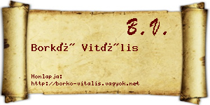 Borkó Vitális névjegykártya